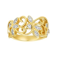 14K Two Tone Gold Milgraine Floral Diamond Band
