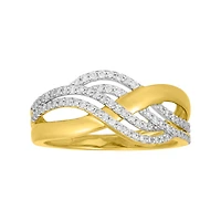 14K Two Tone Gold Cross Over Wave Diamond Band