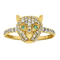 18K Yellow Gold Panther Diamond Women's Ring