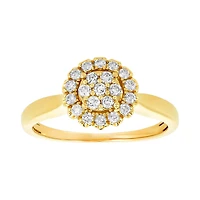 14K Yellow Gold Cluster Flower Solitaire