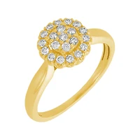 14K Yellow Gold Cluster Flower Solitaire