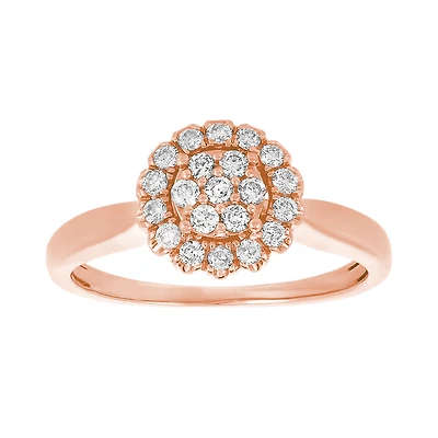 14K Rose Gold Cluster Flower Solitaire