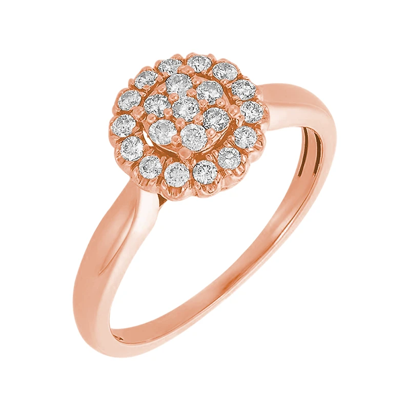 14K Rose Gold Cluster Flower Solitaire