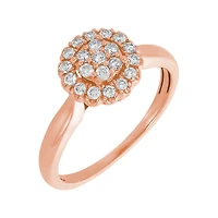 14K Rose Gold Cluster Flower Solitaire