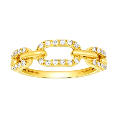 14K Yellow Gold Chain Link Diamond Band