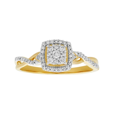 14K Two Tone Gold Cushion Head Twist Design Diamond Ring