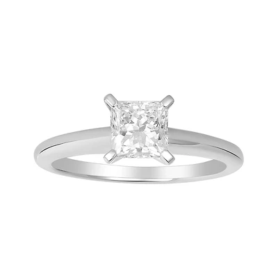 14K White Gold Princess Cut Lab Grown Diamond Solitaire Ring