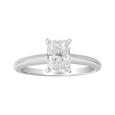 14K White Gold Radiant Cut Lab Grown Diamond Solitaire Ring 