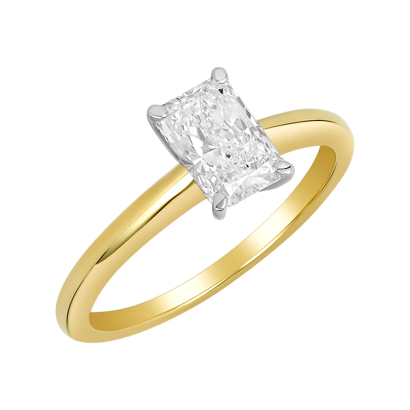 14K Yellow Gold Radiant Cut Lab Grown Diamond Solitaire Ring