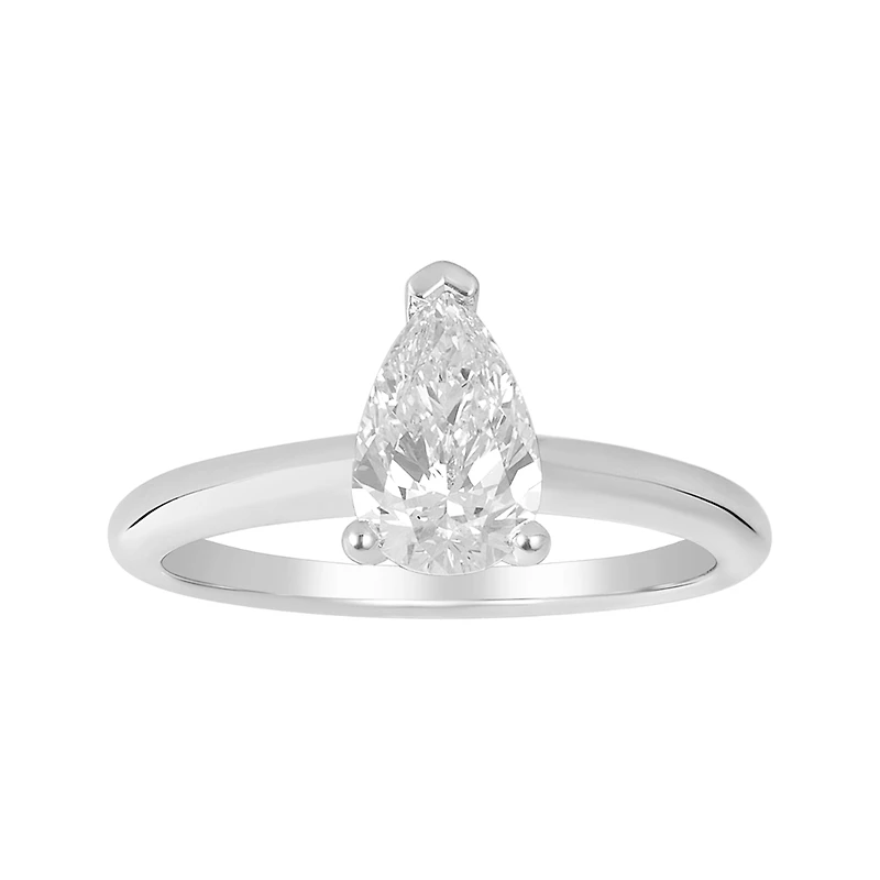 14K White Gold Pear Shaped Lab Grown Diamond Solitaire Ring