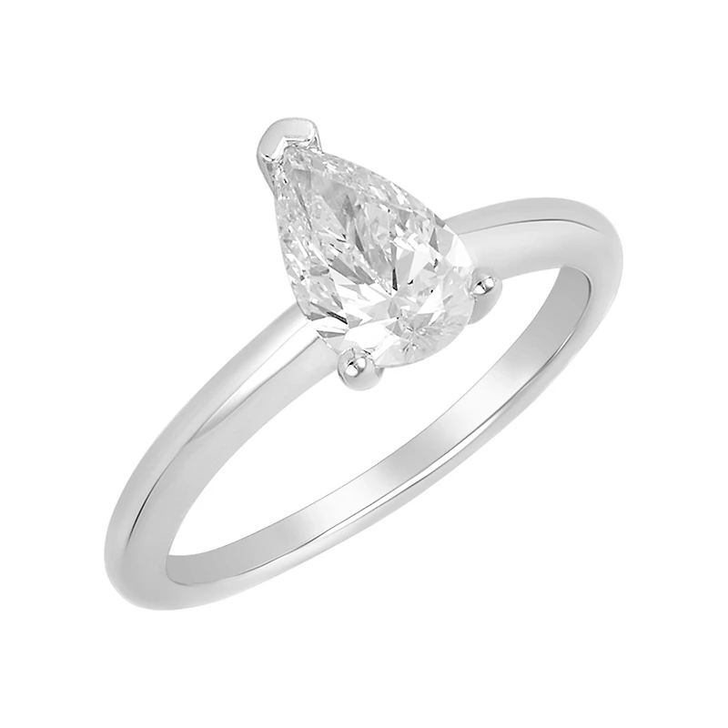 14K White Gold Pear Shaped Lab Grown Diamond Solitaire Ring
