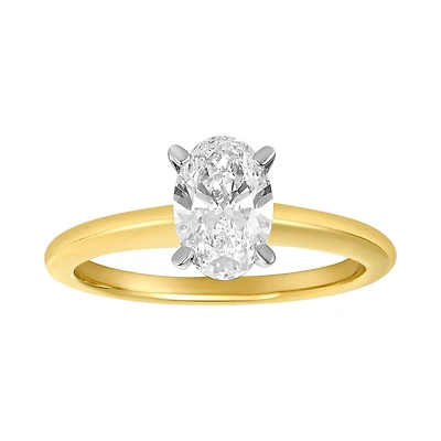 14K Yellow Gold Oval Lab Grown Diamond Solitaire Ring