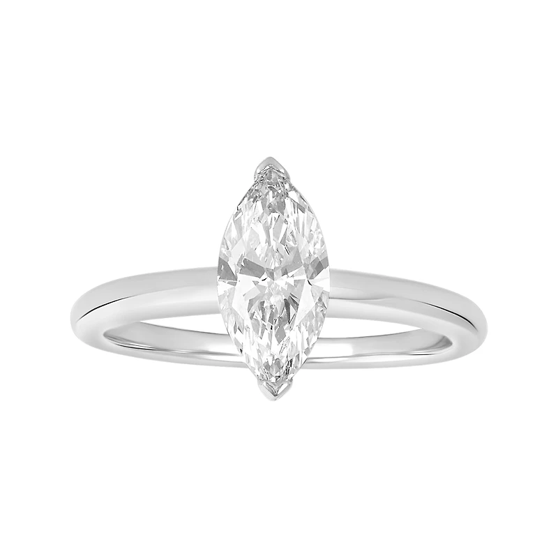 14K White Gold Marquise Lab Grown Solitaire Ring