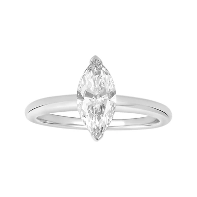 14K White Gold Marquise Lab Grown Solitaire Ring