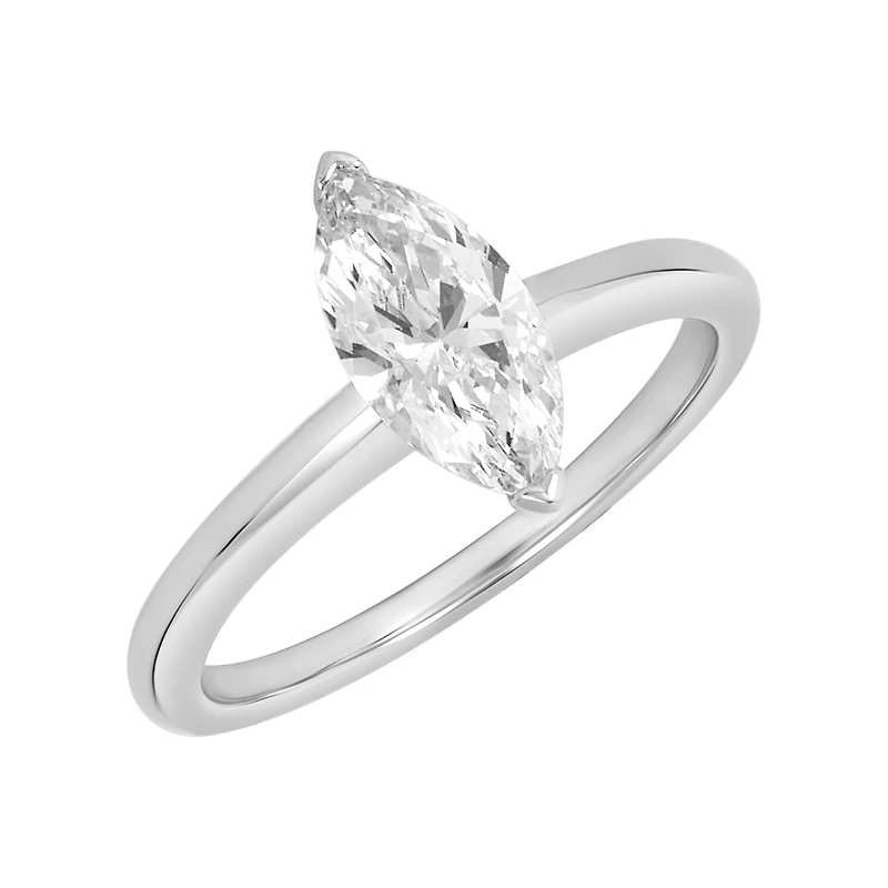14K White Gold Marquise Lab Grown Solitaire Ring