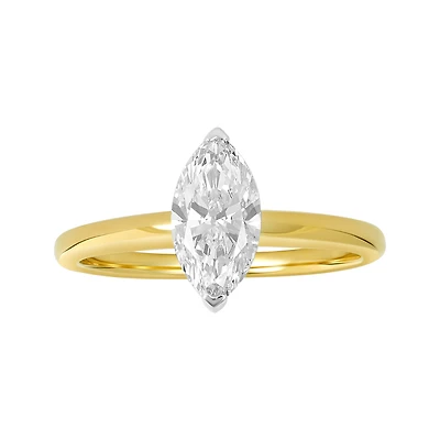 14K Yellow Gold Marquise Lab Grown Diamond Solitaire Ring