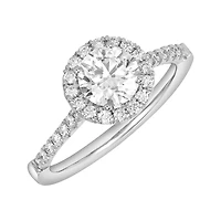 14K White Gold Round Lab Grown Diamond Fancy Solitaire Ring
