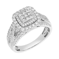 14K White Gold Princess Cut 9 Diamond Design Ring