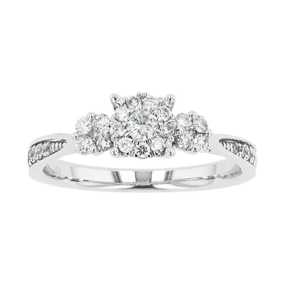 14K White Gold Round Taper Channel Diamond Ring