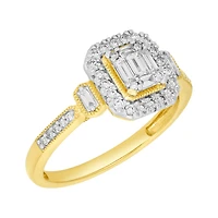 14K Yellow Gold Emerald Head Halo Diamond Ring