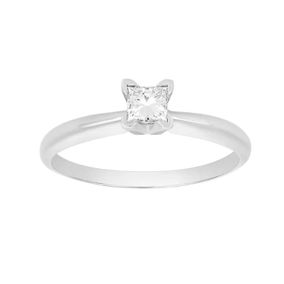 14K White Gold Princess Cut Diamond Solitare Ring