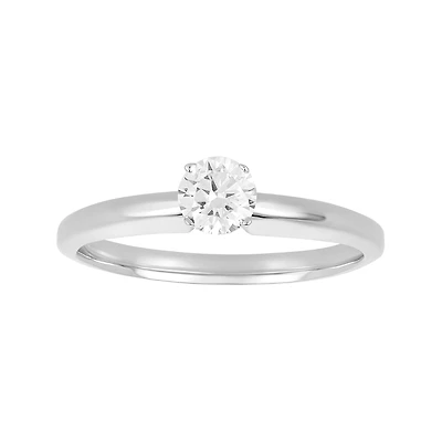 14K White Gold Round Cut Diamond Solitaire Ring