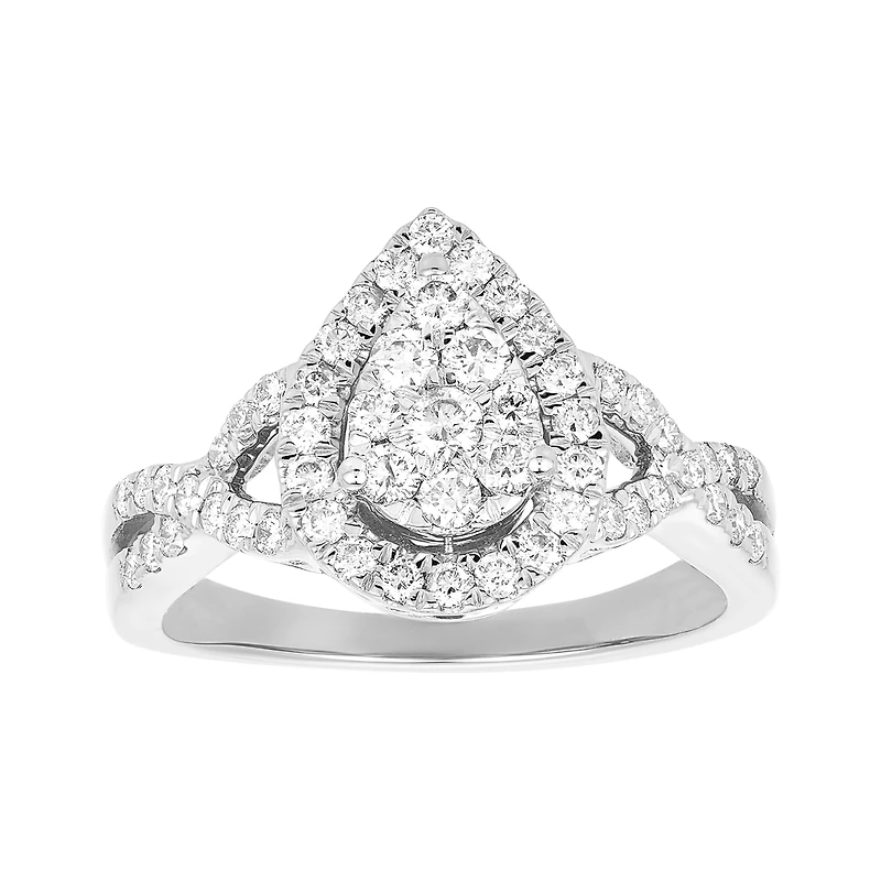 14K White Gold Pear Shaped Diamond Ring