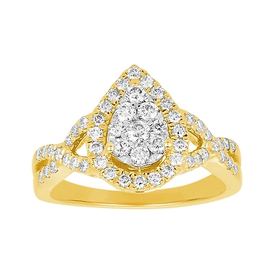 14K Yellow Gold Pear Shaped Diamond Ring