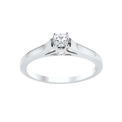 14K White Gold Princess Cut Center Engagement Ring