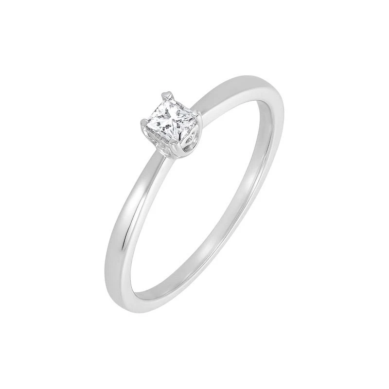 14K White Gold Princess Cut Heart Setting Engagement Ring