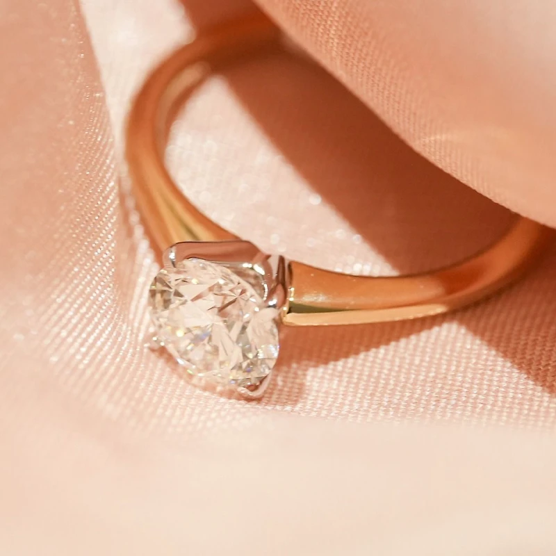 14K Yellow Gold Round Cut Lab Grown Diamond Solitaire Ring
