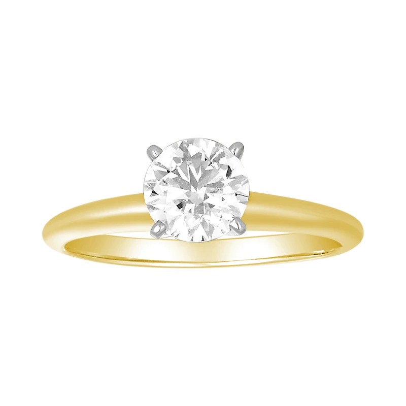 14K Yellow Gold Round Cut Lab Grown Diamond Solitaire Ring