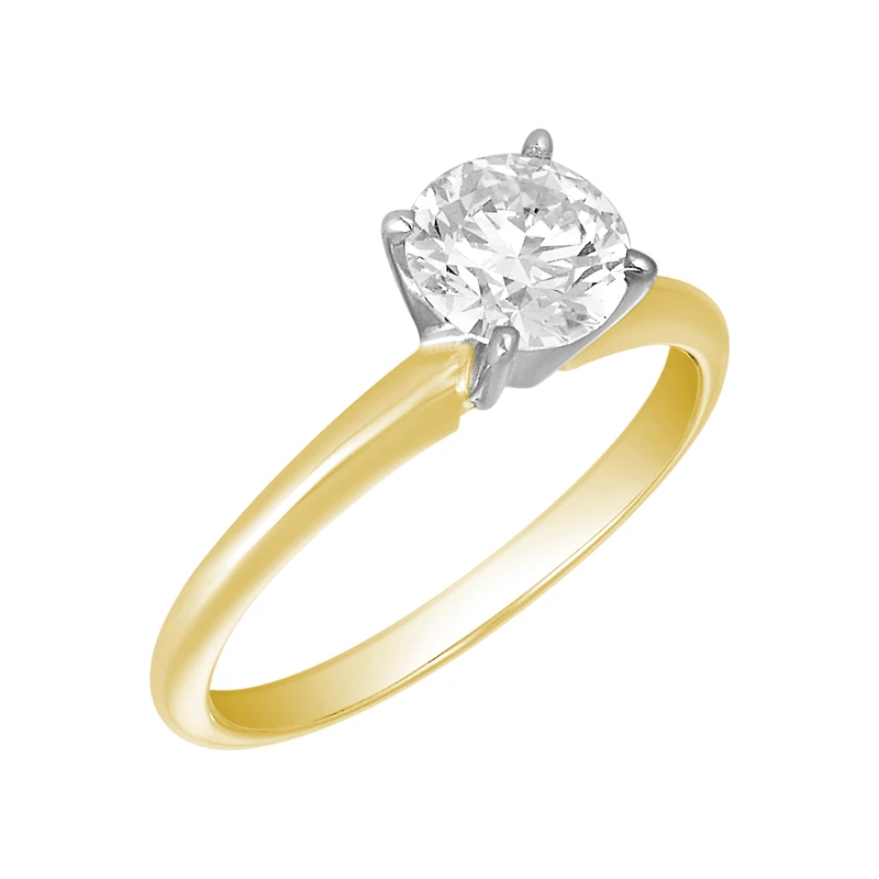 14K Yellow Gold Round Cut Lab Grown Diamond Solitaire Ring