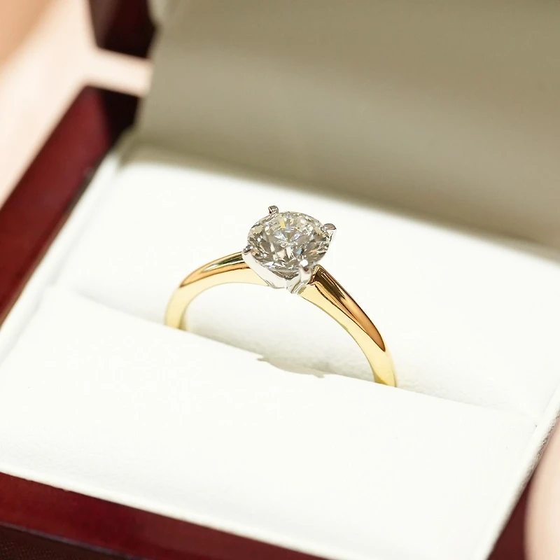 14K Yellow Gold Round Cut Lab Grown Diamond Solitaire Ring