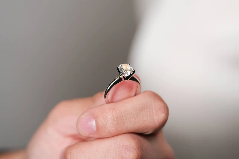 14K Gold Oval Lab Grown Diamond Solitaire Ring