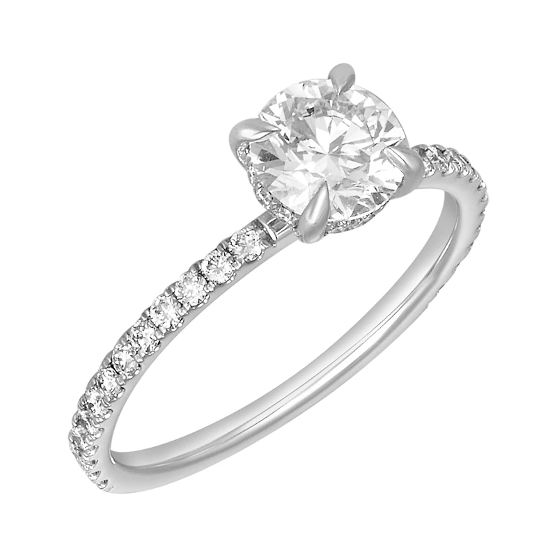 14K Gold Round Hidden Halo Lab Grown Diamond Ring