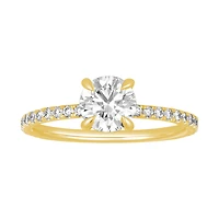 14K Yellow Gold Round Hidden Halo Lab Grown Diamond Ring