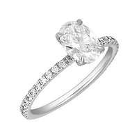 14K White Gold Oval Hidden Halo Lab Grown Diamond Ring