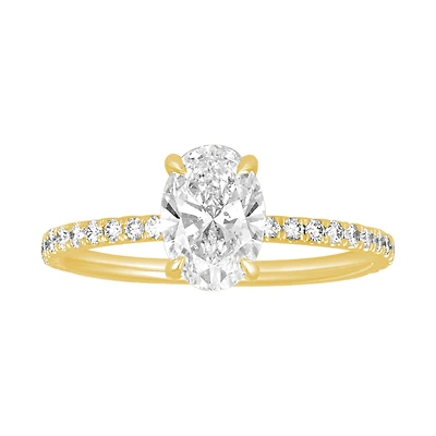14K Yellow Gold Oval Hidden Halo Lab Grown Diamond Ring