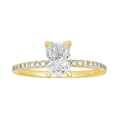 14K Yellow Gold Radiant Hidden Halo Lab Grown Diamond Ring