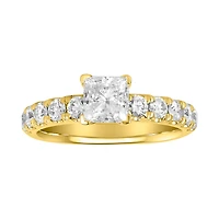 14K Yellow Gold Princess Cut Lab Grown Diamond Pave Shank Ring