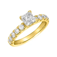 14K Yellow Gold Princess Cut Lab Grown Diamond Pave Shank Ring