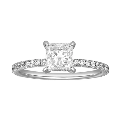 14K Gold Princess Hidden Halo Lab Grown Diamond Ring