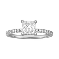 14K White Gold Princess Hidden Halo Lab Grown Diamond Ring