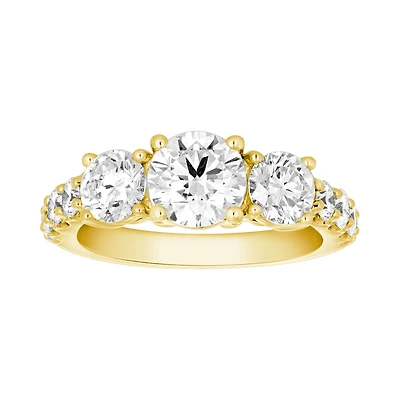 14K Yellow Gold 3 Stone Lab Grown Diamond Ring