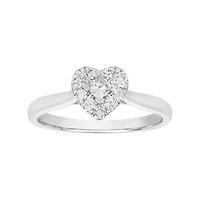 14K White Gold Heart Shaped Diamond Solitaire Ring