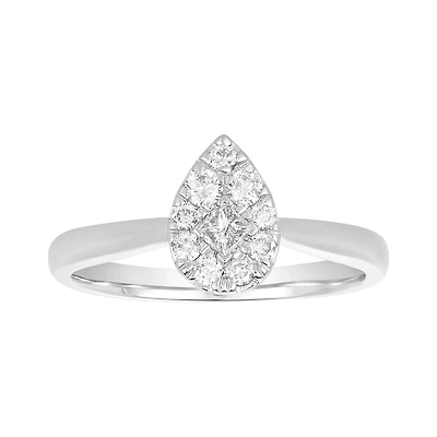 14K White Gold Pear Shaped Diamond Solitaire Ring