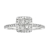 14K White Gold Quad Halo Diamond Ring