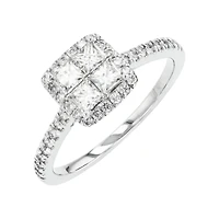 14K White Gold Quad Halo Diamond Ring