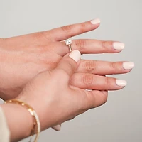 14K Two Tone Gold Cushion Halo Diamond Ring